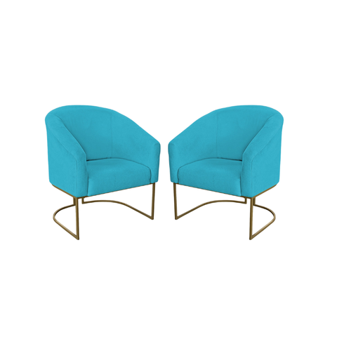 Kit 2 Poltronas Decorativa Luana Base Ferro Dourada Suede - Twdecora
