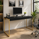 Ver imagem 1 de Mesa para Escritório com Estrutura Metálica Diretor 1,50 cm - Preto/Dourado
