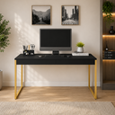 Ver imagem 2 de Mesa para Escritório com Estrutura Metálica Diretor 1,50 cm - Preto/Dourado