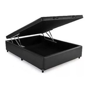 Cama Box Baú Casal 138x188 Corino Preto