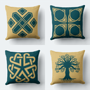 Ver imagem 1 de Kit 27035 4 Capas de Almofadas Decorativas Arvore Verde 45x45cm C/zíper