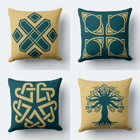 Kit 27035 4 Capas de Almofadas Decorativas Arvore Verde 45x45cm C/zíper