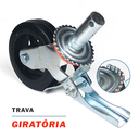 Ver imagem 4 de Kit 4 Rodízios Giratórios Roda Metálica Borracha Andaime 6" Trava Freio 1600 Kg Reforçado Preto