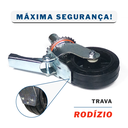 Ver imagem 3 de Kit 4 Rodízios Giratórios Roda Metálica Borracha Andaime 6" Trava Freio 1600 Kg Reforçado Preto