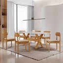 Ver imagem 1 de Sala de Jantar Mesa Star 180cm Tampo Laqueado Canto Moeda e 6 Cadeiras Star Moderna Mobília