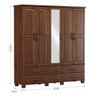 Roupeiro Armário Guarda Roupa Casal 5 Portas Espelho 6 Gavetas 1 Cabideiro Quarto Madeira Marrom - 4