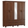 Roupeiro Armário Guarda Roupa Casal 5 Portas Espelho 6 Gavetas 1 Cabideiro Quarto Madeira Marrom - 2