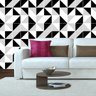 Papel Parede Triângulos Geométrico Preto Cinza Branco Sala - 4