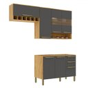 Ver imagem 1 de Cozinha Compacta Napoli 7 Portas 2 Gavetas 100% Mdf com Vidro 11066 Amêndoa/chumbo - Rio Doce