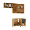 Ver imagem 3 de Cozinha Compacta Napoli 7 Portas 2 Gavetas 100% Mdf com Vidro 11066 Amêndoa/chumbo - Rio Doce