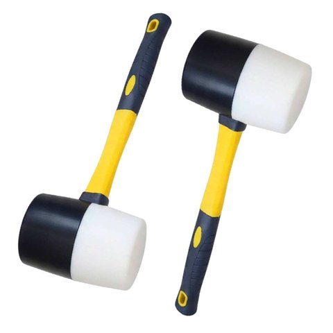 Martelo Assentar Piso Chao Kit 2 Uni Borracha Marreta Ergonomica Taco Montagem Manutençao Reparo Mov