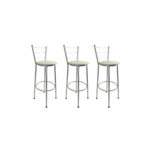 Kit 3 Banqueta Alta Prata Cozinha Gourmet Americana Balcão:bege