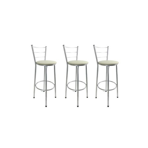 Kit 3 Banqueta Alta Prata Cozinha Gourmet Americana Balcão:bege