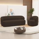 Ver imagem 2 de Sofá 2 Lugares 170cm com Poltrona Giratória Orgânica Heidy F04 Veludo Marrom - Lyam Decor