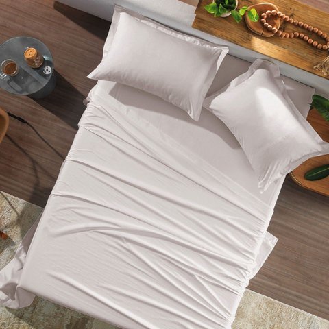 Jogo de Cama King 4 Peças Toque Acetinado Branco