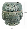 Ver imagem 3 de Pote Decorativo Cerâmica Coruja Retrô Verde 17 X 12