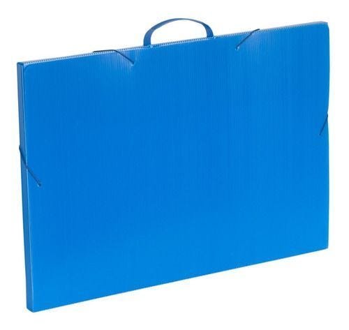 Kit 3 Maletas Plástico Corrugado Arquiteto A2 Polycart 25mm - Azul - 1