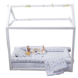 Kit Protetor de Mini Cama 100% Algodão Percal 200 Fios Rolinho Moderninhos 08 Peças:safari - 3