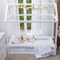 Kit Protetor de Mini Cama 100% Algodão Percal 200 Fios Rolinho Moderninhos 08 Peças:safari - 1