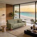 Ver imagem 1 de Sofá Milão 3 Lugares Fixo 209cm Verde Oliva Bouclê Clássico Linho Casa Imperial