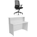 Ver imagem 2 de Balcão de Atendimento para Loja e Recepção Comercial 120x60cm + Cadeira de Escritório Ergonômica