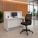 Ver imagem 1 de Balcão de Atendimento para Loja e Recepção Comercial 120x60cm + Cadeira de Escritório Ergonômica