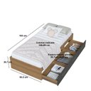 Ver imagem 3 de Cama de Solteiro com 3 Gavetas Genebra Mel Grafite