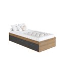Ver imagem 2 de Cama de Solteiro com 3 Gavetas Genebra Mel Grafite