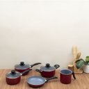 Ver imagem 4 de Jogo de Panelas Antiaderente Cerâmica 5 Peças Vermelha - Oikos