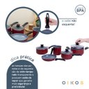 Ver imagem 3 de Jogo de Panelas Antiaderente Cerâmica 5 Peças Vermelha - Oikos