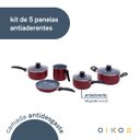 Ver imagem 2 de Jogo de Panelas Antiaderente Cerâmica 5 Peças Vermelha - Oikos