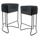 Ver imagem 1 de 2 Banquetas Base Aço Preto Betina C-465 Linho Chumbo Domi
