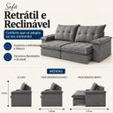 Ver imagem 3 de Sofá Berlin Retrátil e Reclinável 220m - Cinza