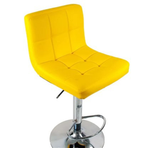 Banqueta Estofada Gomos Confort Base Cromada Amarela