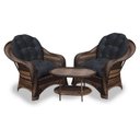 Ver imagem 1 de Conjunto de Poltronas Fibra Sintética Roma - 2 Poltronas + 1 Mesa Centro - Tecido Duna Preto