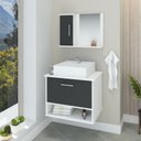 Ver imagem 2 de Gabinete Banheiro Malibu 50 Cm Armário com Cuba e Espelheira:titanium