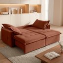 Ver imagem 2 de Sofá Cama 2 Lugares Singapura Reclinável 190cm em Bouclê com Catraca Reforçada e 2 Almofadas:Terraco