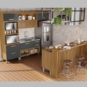 Ver imagem 1 de Cozinha 06 Pçs Nesher Princesa Gourmet 100 Mdf Freijó Com Grafite