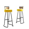 Kit 02 Banqueta Alta Alice Bar Balcão Cozinha Com Encosto Madeira Ferro Preto Suede Amarelo - Ahazzo - 3