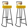 Kit 02 Banqueta Alta Alice Bar Balcão Cozinha Com Encosto Madeira Ferro Preto Suede Amarelo - Ahazzo - 2