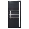 Porta Pivotante de Alumínio Preto Com Puxador, Friso e Vidro Linha Veneza:Direita/ 210 x 120 - 1