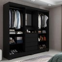 Ver imagem 4 de Guarda-roupa Casal com Espelho 2 Portas de Correr 4 Gavetas Finley 184 Cm - Preto