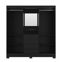 Ver imagem 1 de Guarda-roupa Casal com Espelho 2 Portas de Correr 4 Gavetas Finley 184 Cm - Preto
