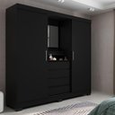 Ver imagem 5 de Guarda-roupa Casal com Espelho 2 Portas de Correr 4 Gavetas Finley 184 Cm - Preto