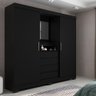 Guarda-roupa Casal com Espelho 2 Portas de Correr 4 Gavetas Finley 184 Cm - Preto - 5