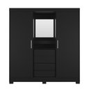 Ver imagem 3 de Guarda-roupa Casal com Espelho 2 Portas de Correr 4 Gavetas Finley 184 Cm - Preto