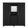 Guarda-roupa Casal com Espelho 2 Portas de Correr 4 Gavetas Finley 184 Cm - Preto - 3