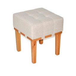 Kit 2 Puff Decorativo Quarto Sala de Estar Madeira - Linho Bege - 2