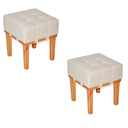 Ver imagem 6 de Kit 2 Puff Decorativo Quarto Sala de Estar Madeira - Linho Bege