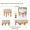 Ver imagem 3 de Kit 2 Puff Decorativo Quarto Sala de Estar Madeira - Linho Bege